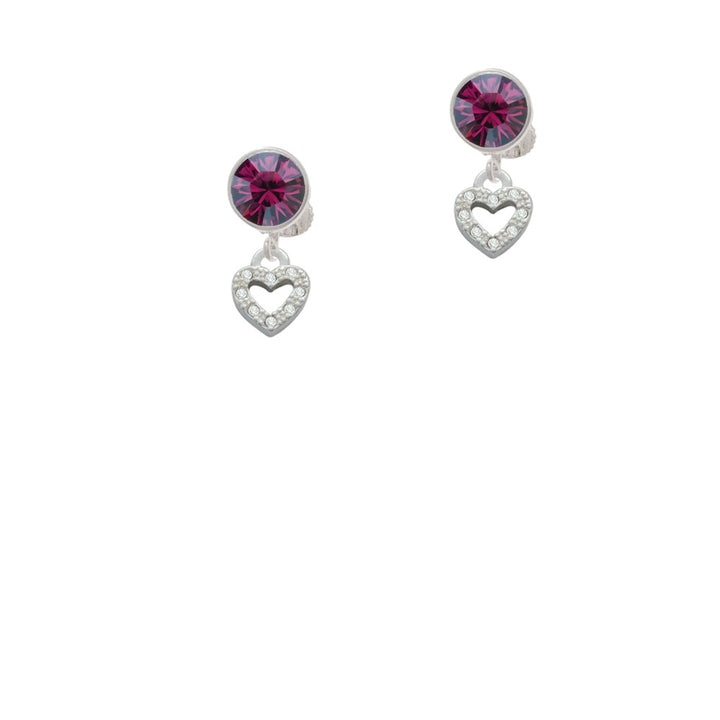 Mini Clear Crystal Heart Crystal Clip On Earrings Image 8