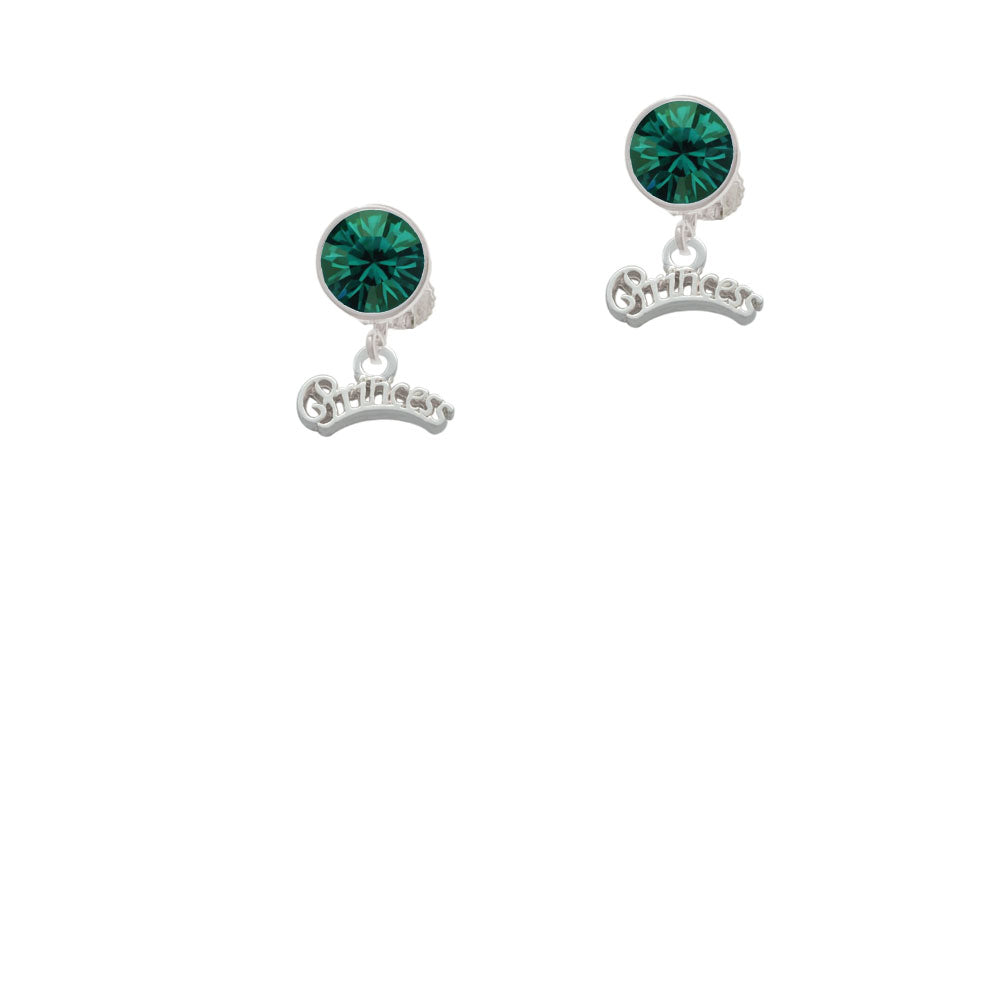 Script Princess Crystal Clip On Earrings Image 6