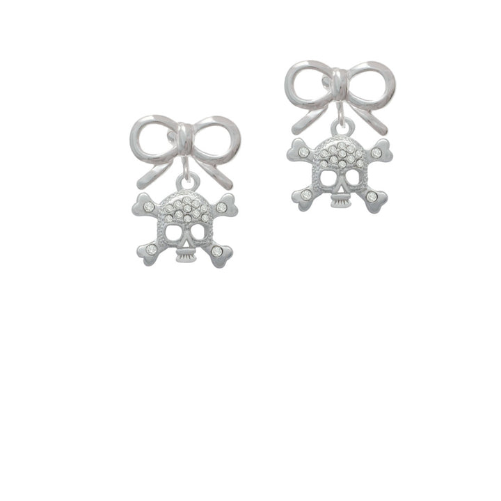 Skull with Clear Crystals Crystal Clip On Earrings Image 9