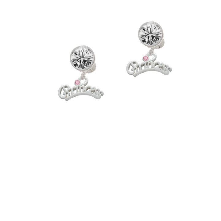 Princess with Pink Crystal Crystal Clip On Earrings Image 2