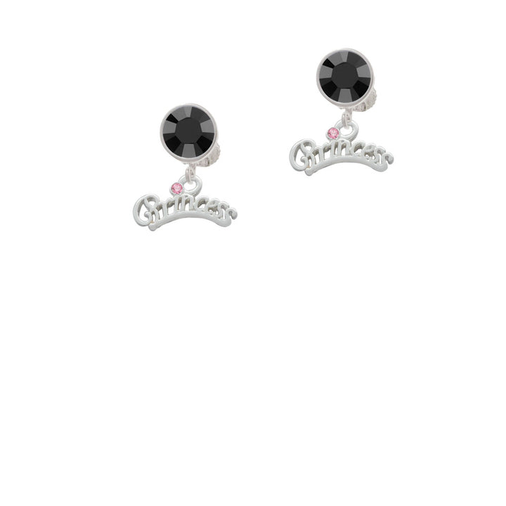 Princess with Pink Crystal Crystal Clip On Earrings Image 3