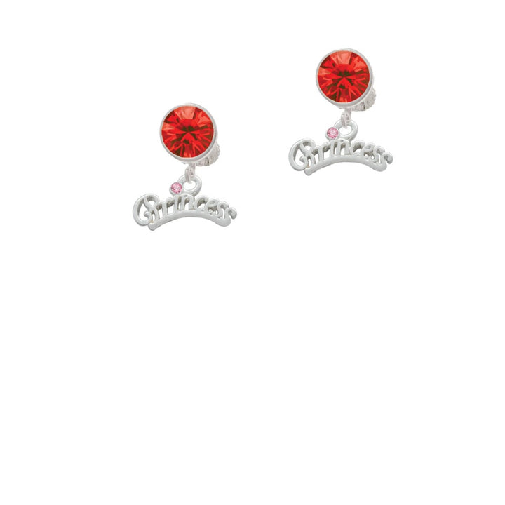 Princess with Pink Crystal Crystal Clip On Earrings Image 4