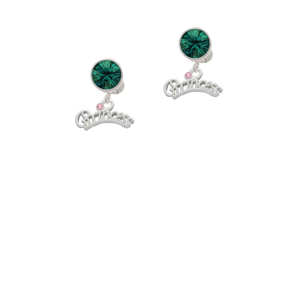 Princess with Pink Crystal Crystal Clip On Earrings Image 6