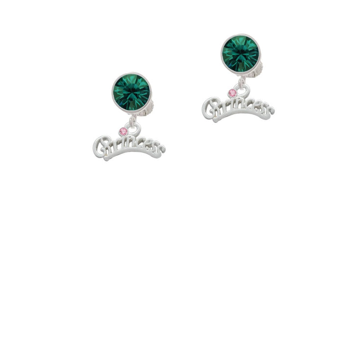 Princess with Pink Crystal Crystal Clip On Earrings Image 1