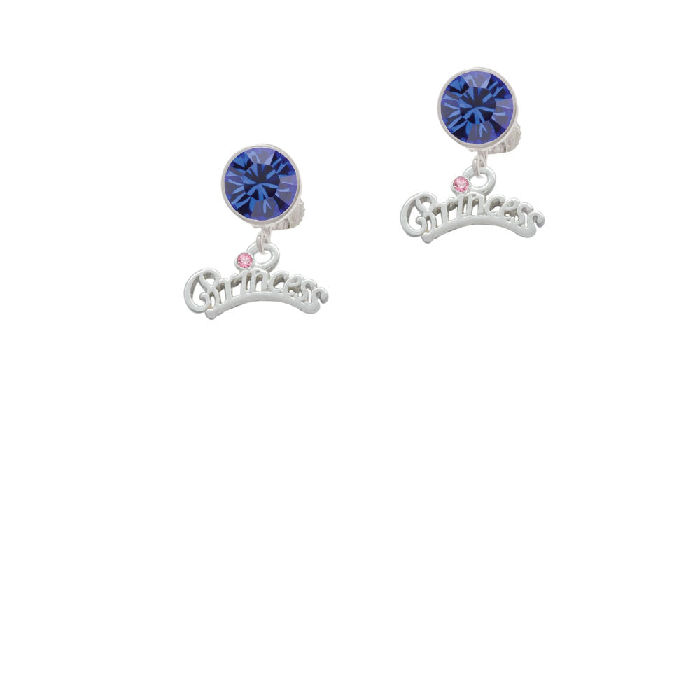 Princess with Pink Crystal Crystal Clip On Earrings Image 7