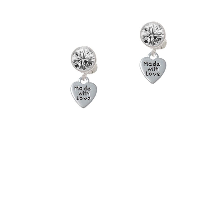 Mini Heart with Made with Love Crystal Clip On Earrings Image 1