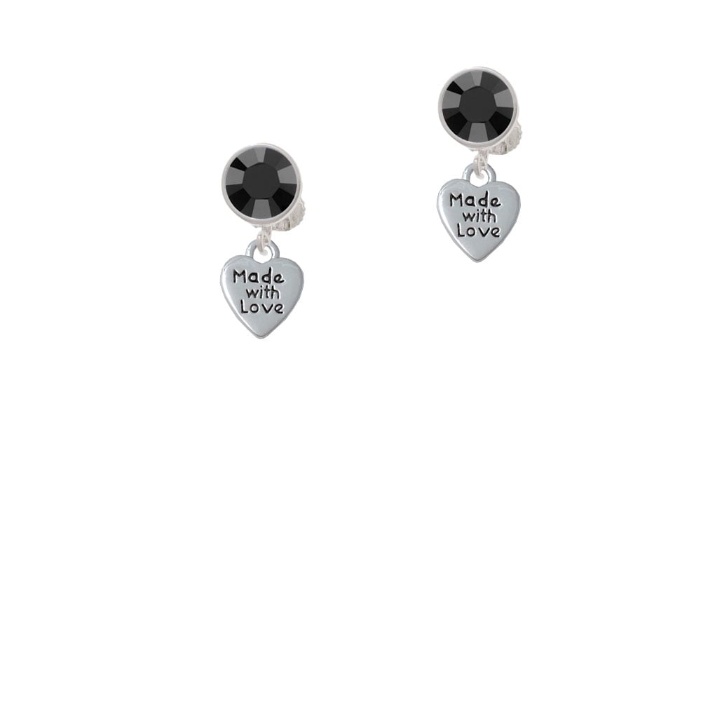 Mini Heart with Made with Love Crystal Clip On Earrings Image 1