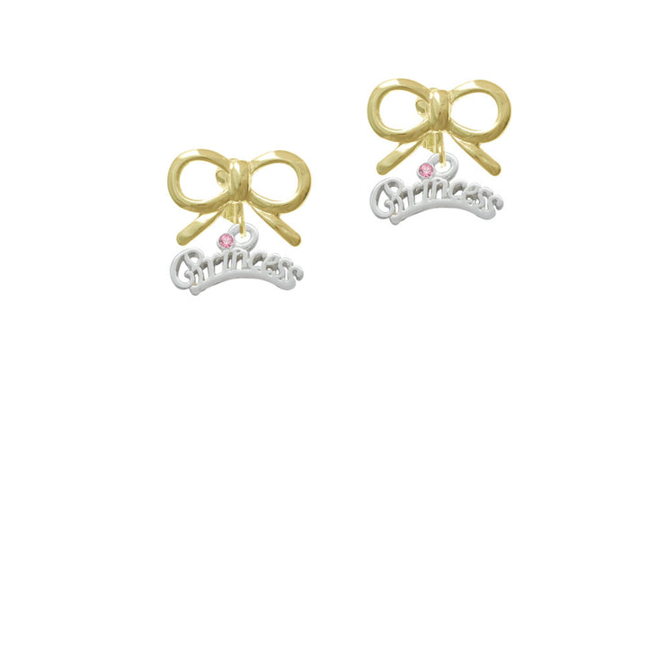 Princess with Pink Crystal Crystal Clip On Earrings Image 10