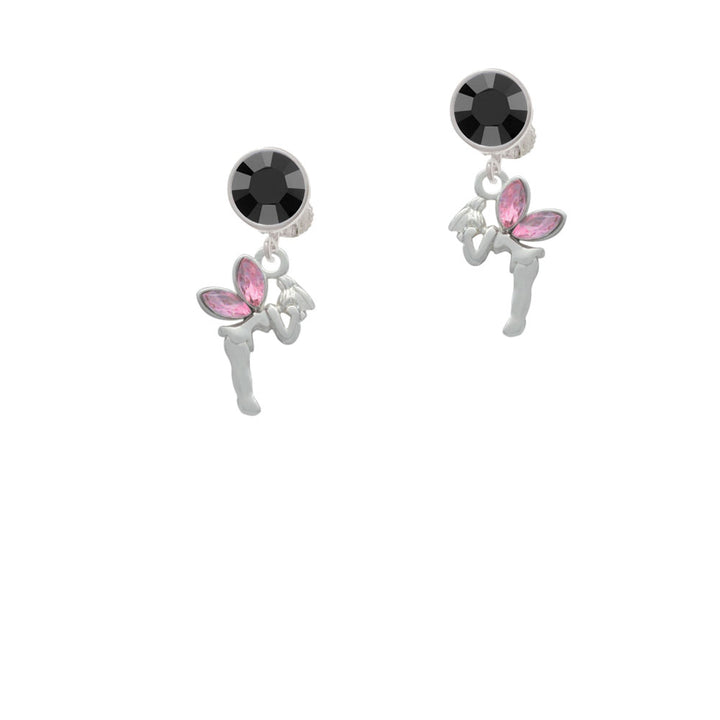 Small Fairy with Pink Wings Crystal Clip On Earrings Image 3