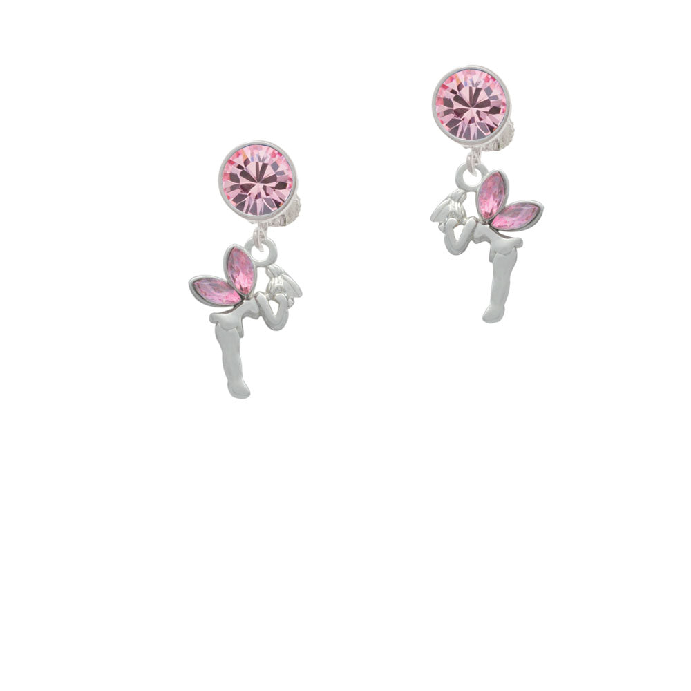 Small Fairy with Pink Wings Crystal Clip On Earrings Image 4