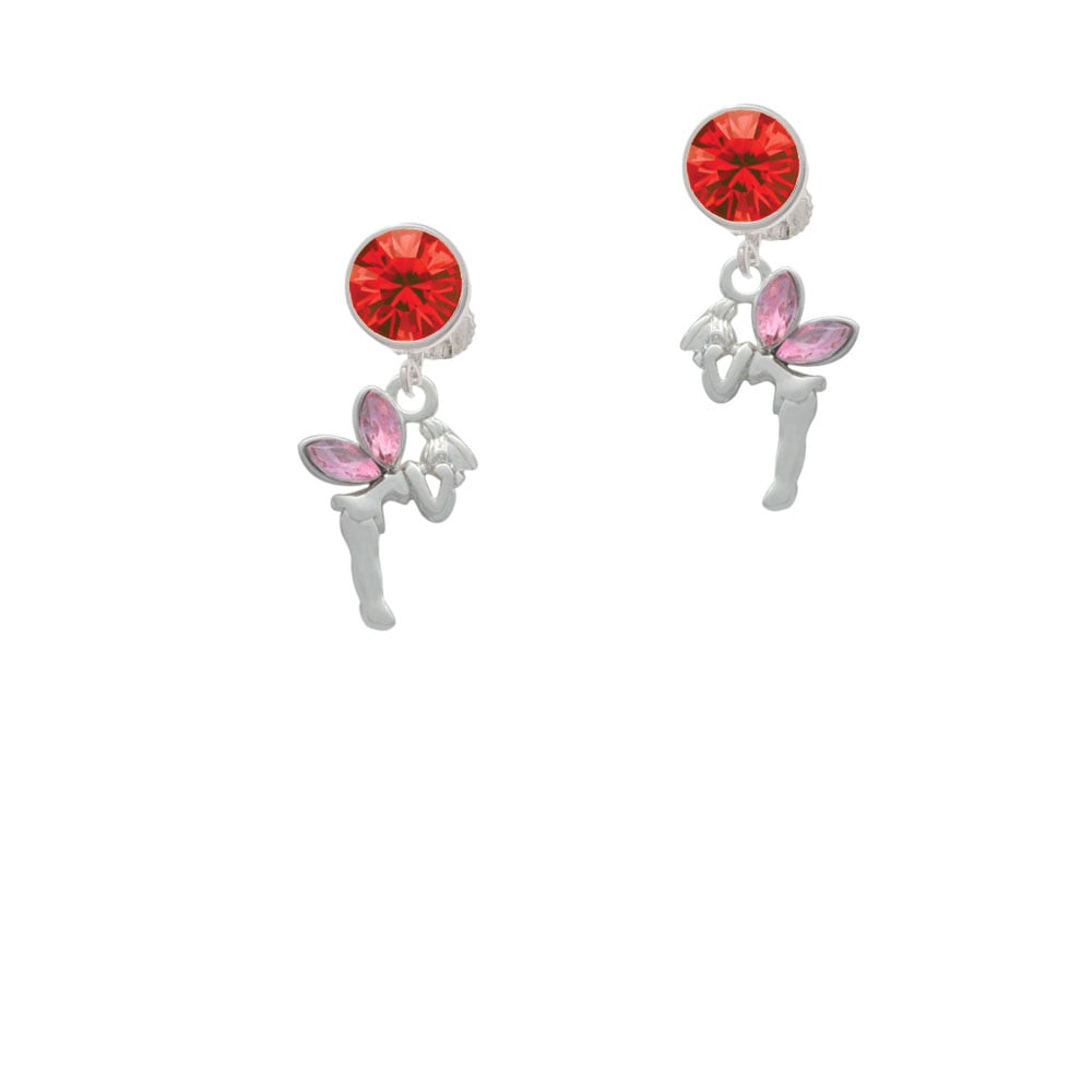 Small Fairy with Pink Wings Crystal Clip On Earrings Image 4