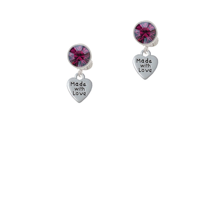 Mini Heart with Made with Love Crystal Clip On Earrings Image 8