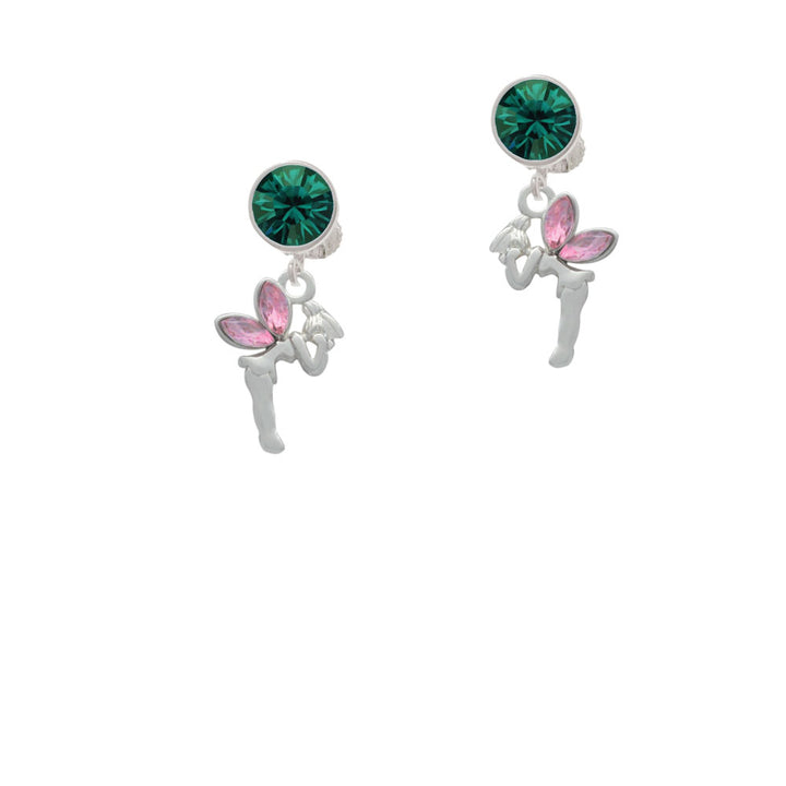 Small Fairy with Pink Wings Crystal Clip On Earrings Image 6