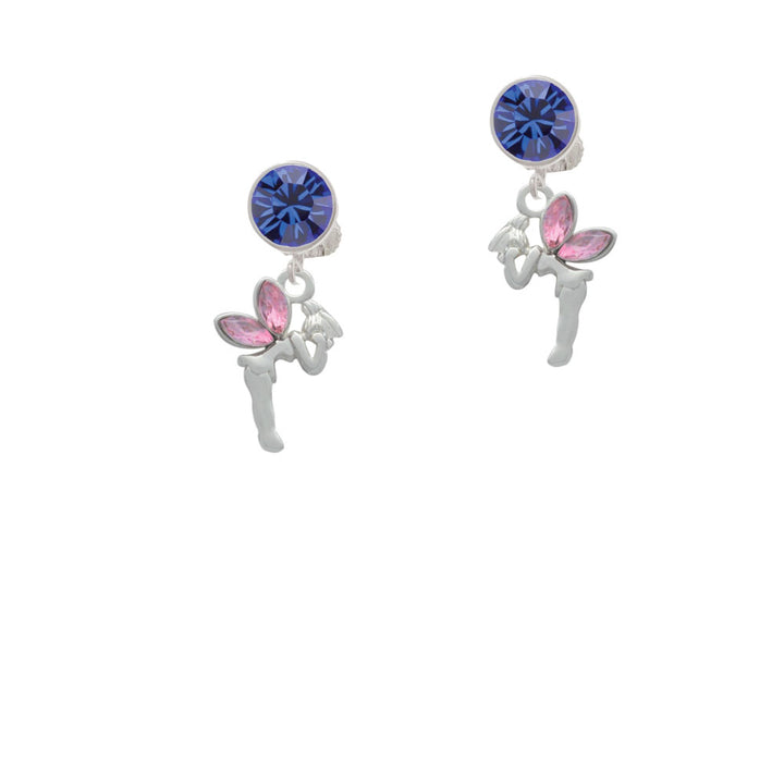 Small Fairy with Pink Wings Crystal Clip On Earrings Image 7