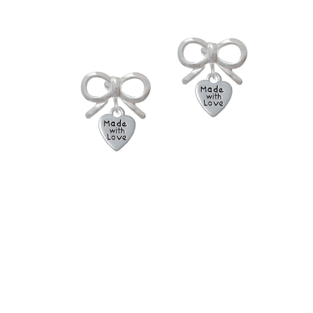 Mini Heart with Made with Love Crystal Clip On Earrings Image 9