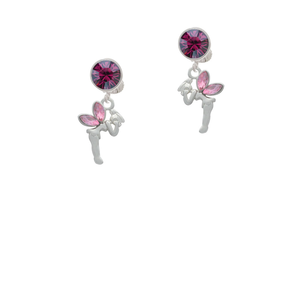 Small Fairy with Pink Wings Crystal Clip On Earrings Image 8