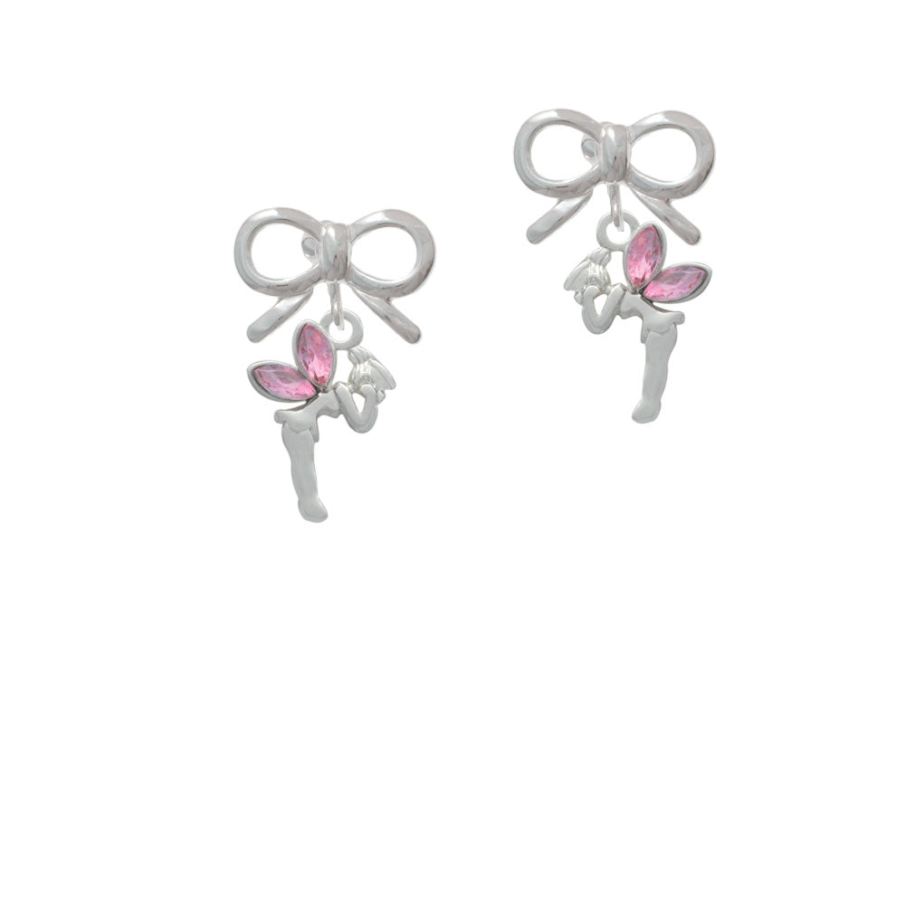 Small Fairy with Pink Wings Crystal Clip On Earrings Image 9