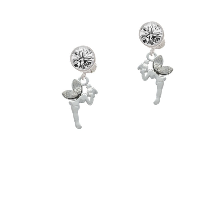 Small Fairy with Clear Wings Crystal Clip On Earrings Image 2