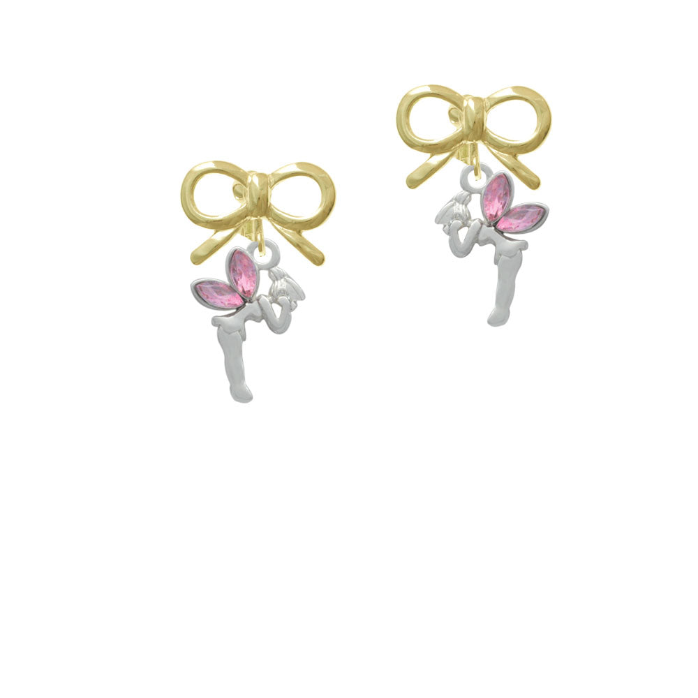 Small Fairy with Pink Wings Crystal Clip On Earrings Image 10