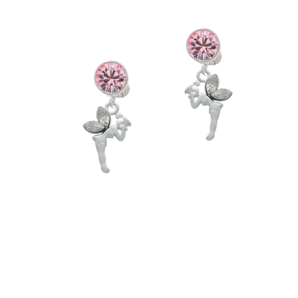 Small Fairy with Clear Wings Crystal Clip On Earrings Image 4