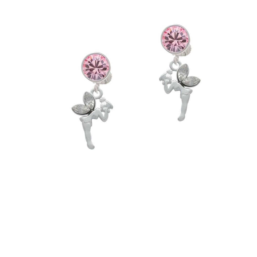 Small Fairy with Clear Wings Crystal Clip On Earrings Image 1