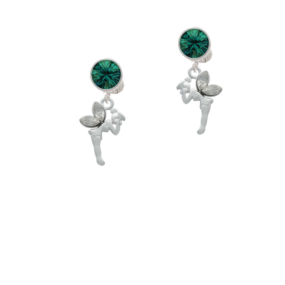 Small Fairy with Clear Wings Crystal Clip On Earrings Image 6