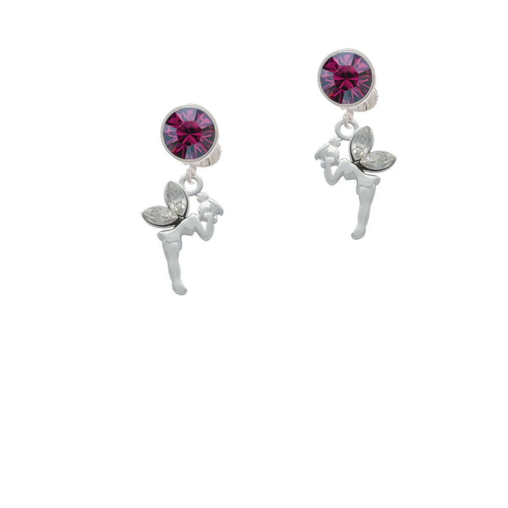 Small Fairy with Clear Wings Crystal Clip On Earrings Image 8