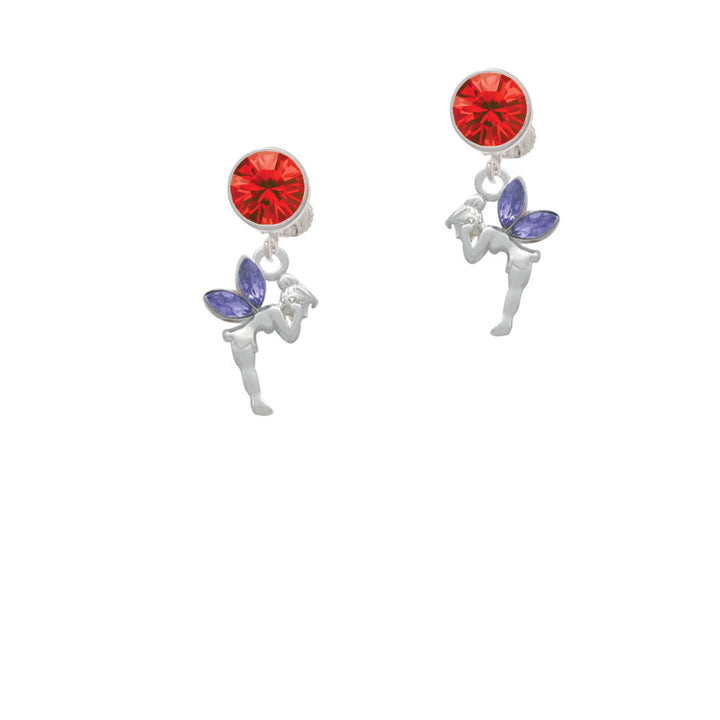 Small Fairy with Purple Wings Crystal Clip On Earrings Image 4