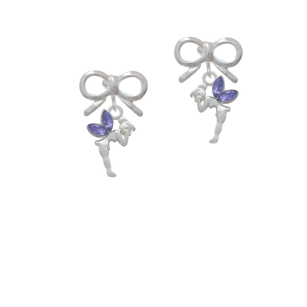 Small Fairy with Purple Wings Crystal Clip On Earrings Image 9