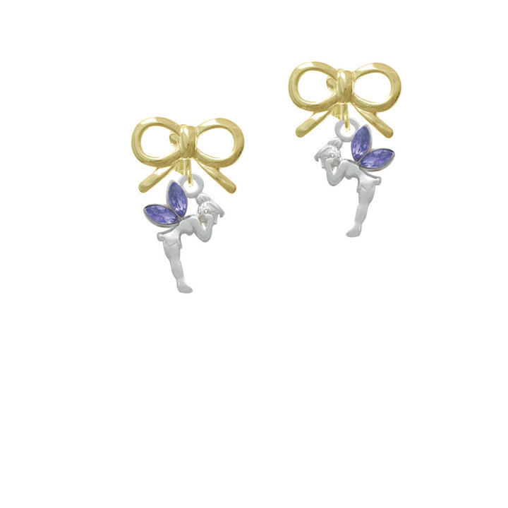 Small Fairy with Purple Wings Crystal Clip On Earrings Image 10