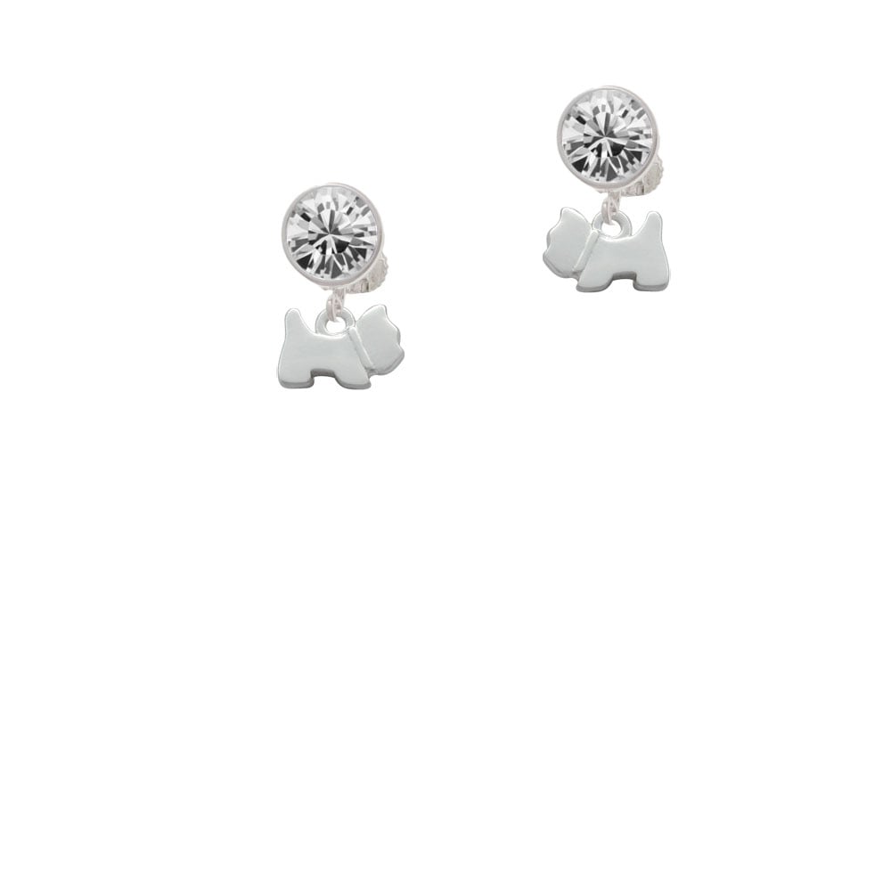 Mini Scottie Dog Crystal Clip On Earrings Image 2