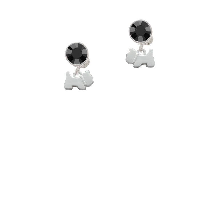 Mini Scottie Dog Crystal Clip On Earrings Image 3