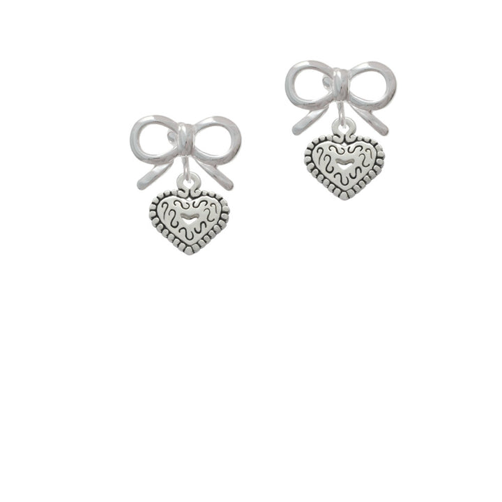 Mini Antiqued Heart with Swirls Crystal Clip On Earrings Image 9