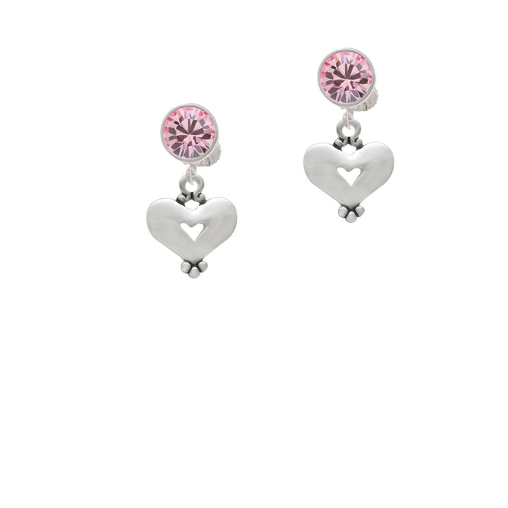 Large Heart with Cutout Crystal Clip On Earrings Image 4