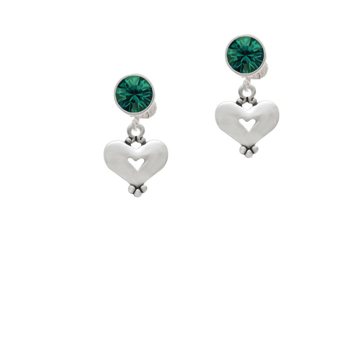 Large Heart with Cutout Crystal Clip On Earrings Image 6