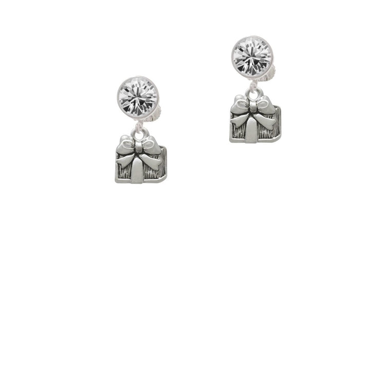 Small Antiqued Present Crystal Clip On Earrings Image 1