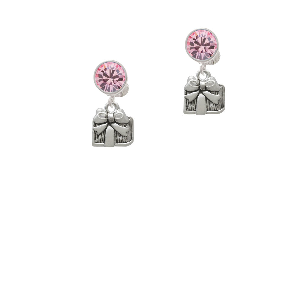 Small Antiqued Present Crystal Clip On Earrings Image 4