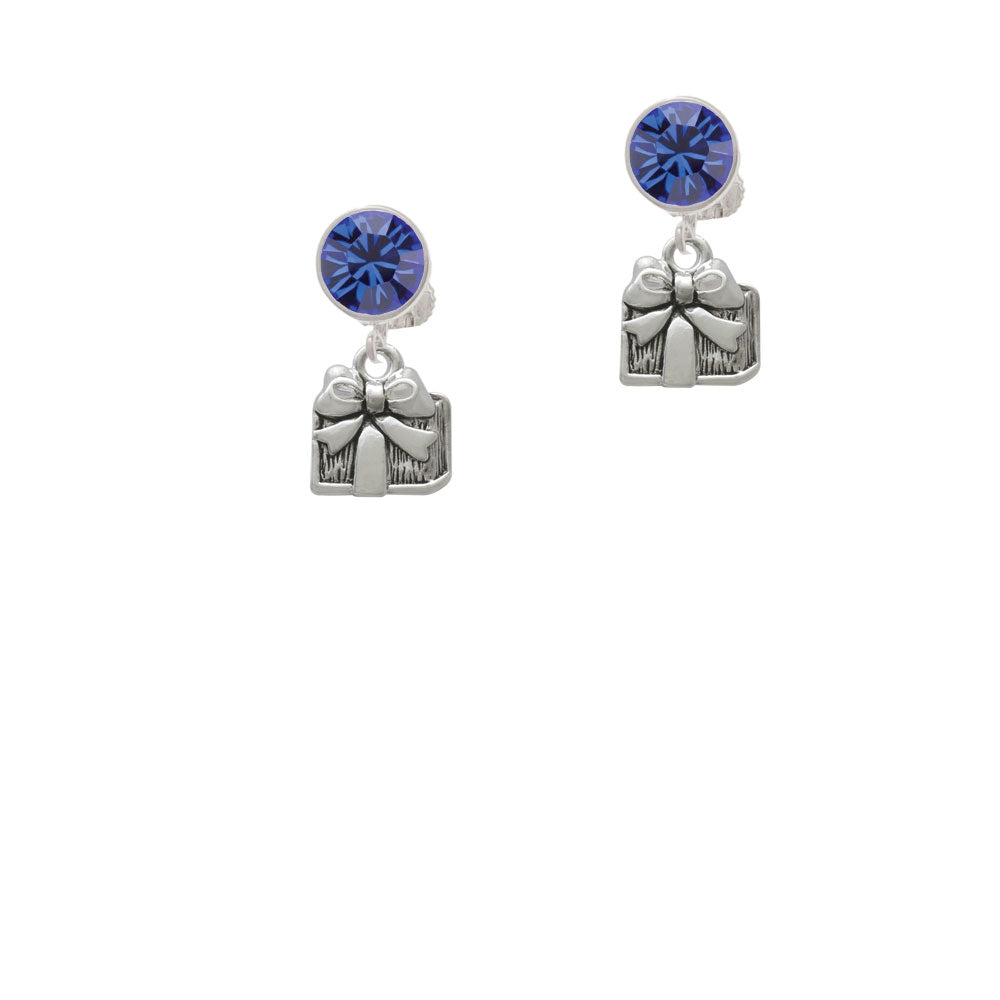 Small Antiqued Present Crystal Clip On Earrings Image 7