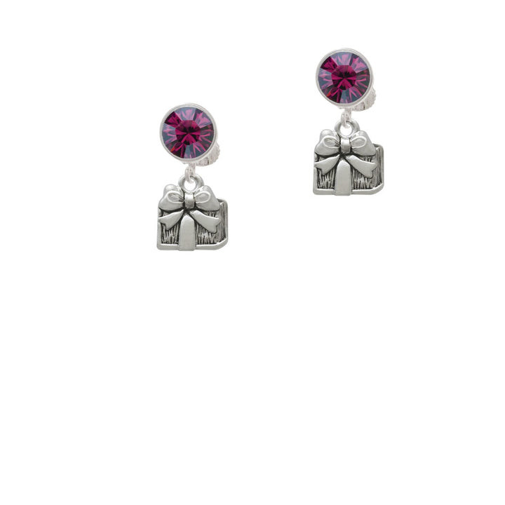 Small Antiqued Present Crystal Clip On Earrings Image 8