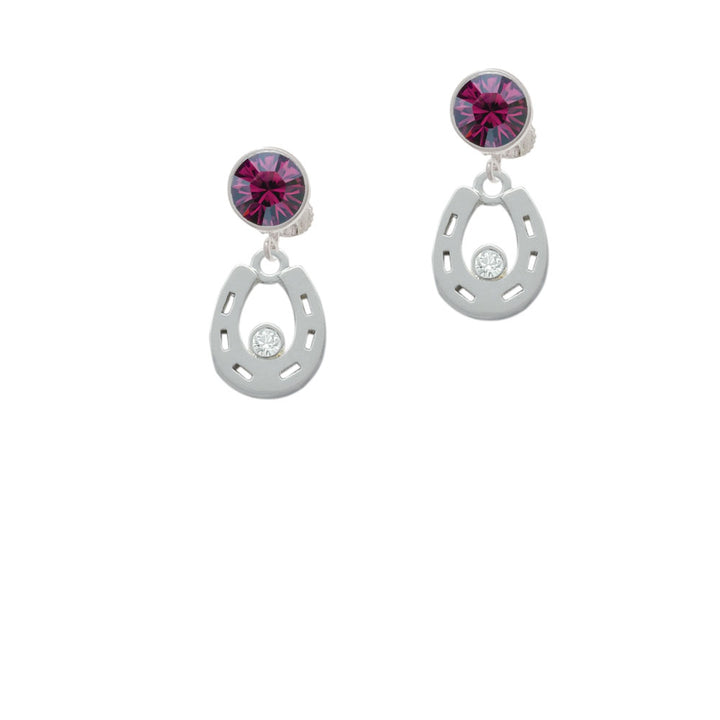 Horseshoe with Clear Crystal Crystal Clip On Earrings Image 8