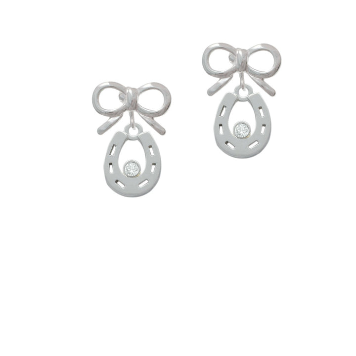 Horseshoe with Clear Crystal Crystal Clip On Earrings Image 9