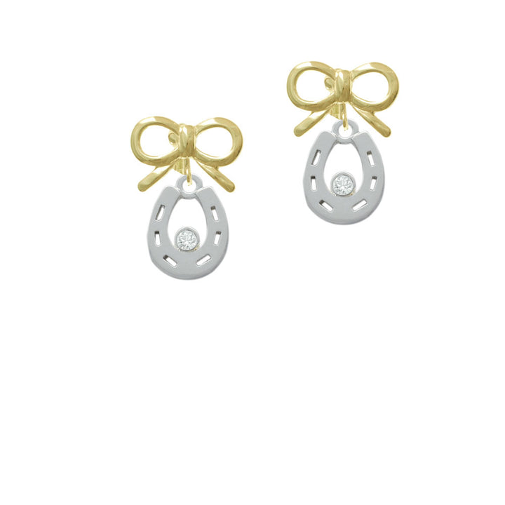 Horseshoe with Clear Crystal Crystal Clip On Earrings Image 10