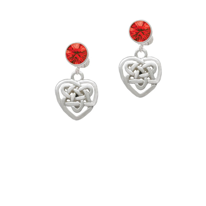 Small Celtic Heart Knot Crystal Clip On Earrings Image 4