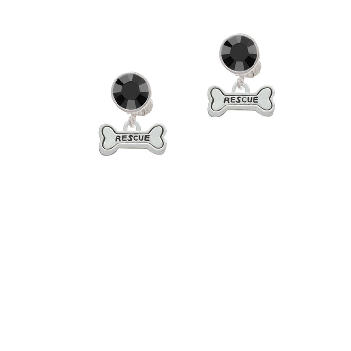 Mini Rescue Dog Bone Crystal Clip On Earrings Image 3