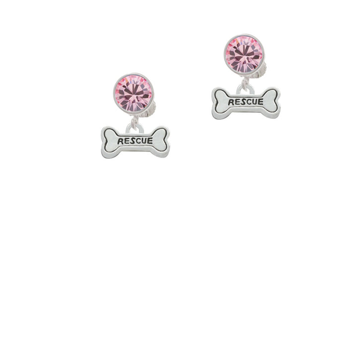 Mini Rescue Dog Bone Crystal Clip On Earrings Image 4