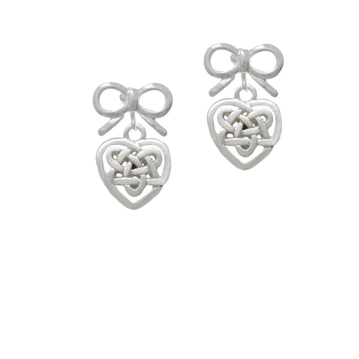 Small Celtic Heart Knot Crystal Clip On Earrings Image 9