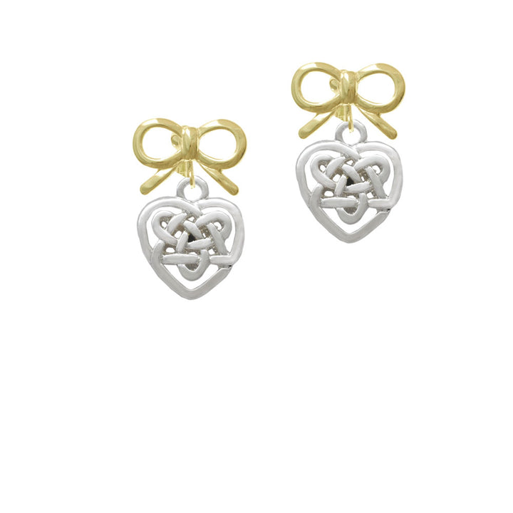 Small Celtic Heart Knot Crystal Clip On Earrings Image 10