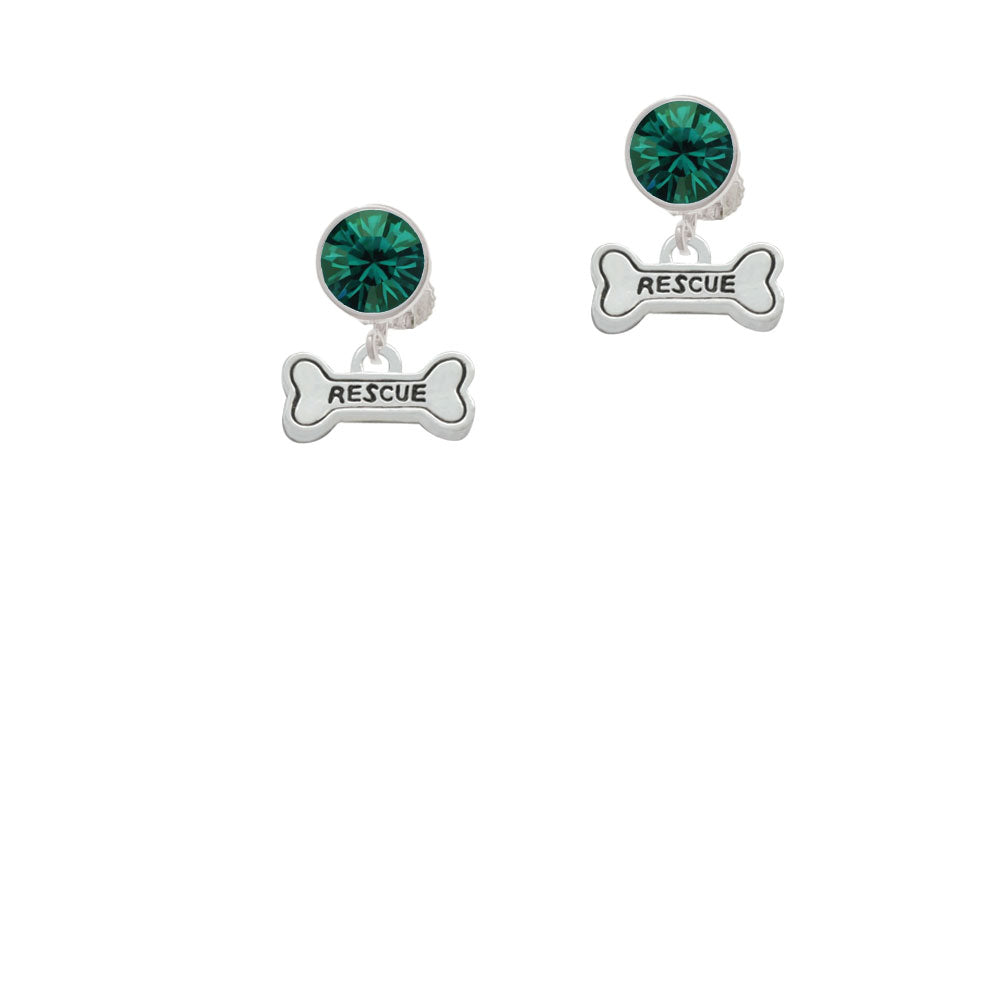 Mini Rescue Dog Bone Crystal Clip On Earrings Image 6