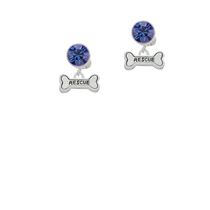 Mini Rescue Dog Bone Crystal Clip On Earrings Image 7