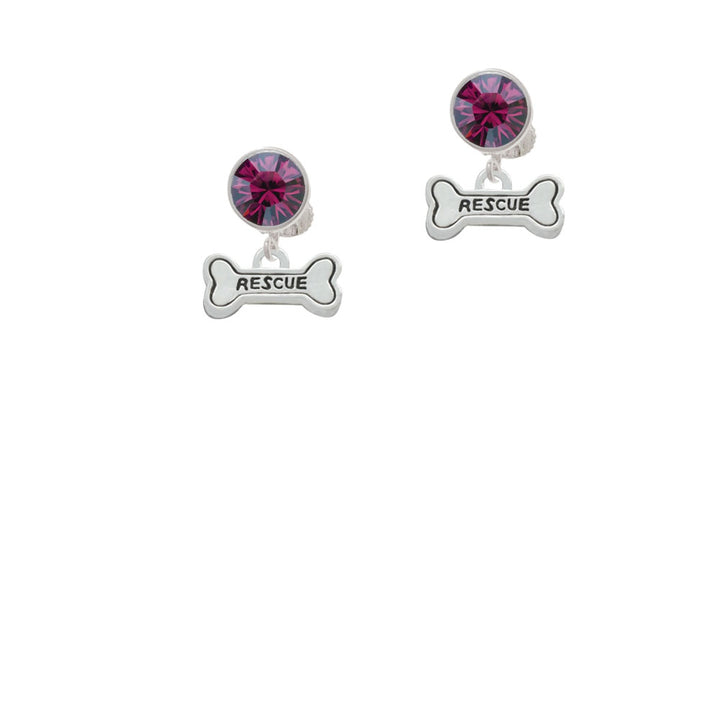 Mini Rescue Dog Bone Crystal Clip On Earrings Image 8